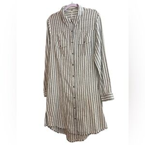 Free Poeple Women's Striped Button-Up Shirt Dress Size L